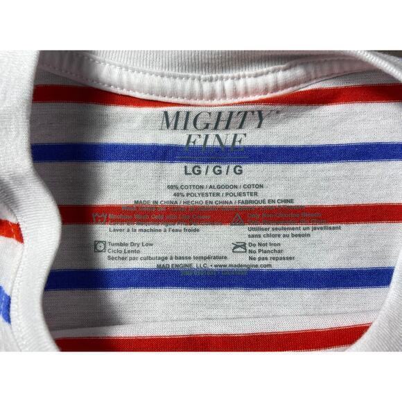 Mighty Fine Striped USA Patriotic Women’s Crop Top Red & Blue Stripes Size Large - Picture 3 of 9